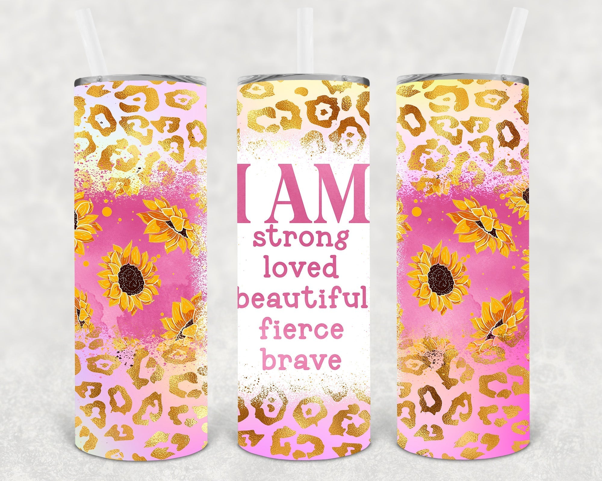 I am Strong Loved Beautiful Fierce Brave 20 oz Skinny Tumbler