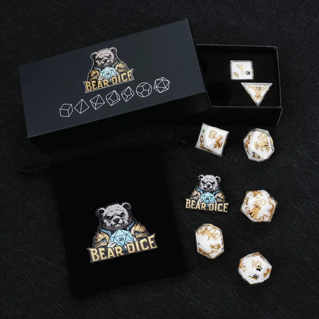 Kickstarter Dice – Canine Legends Golden Retriever Resin RPG Dice Set | Loyal Guardian Dice of Fortune
