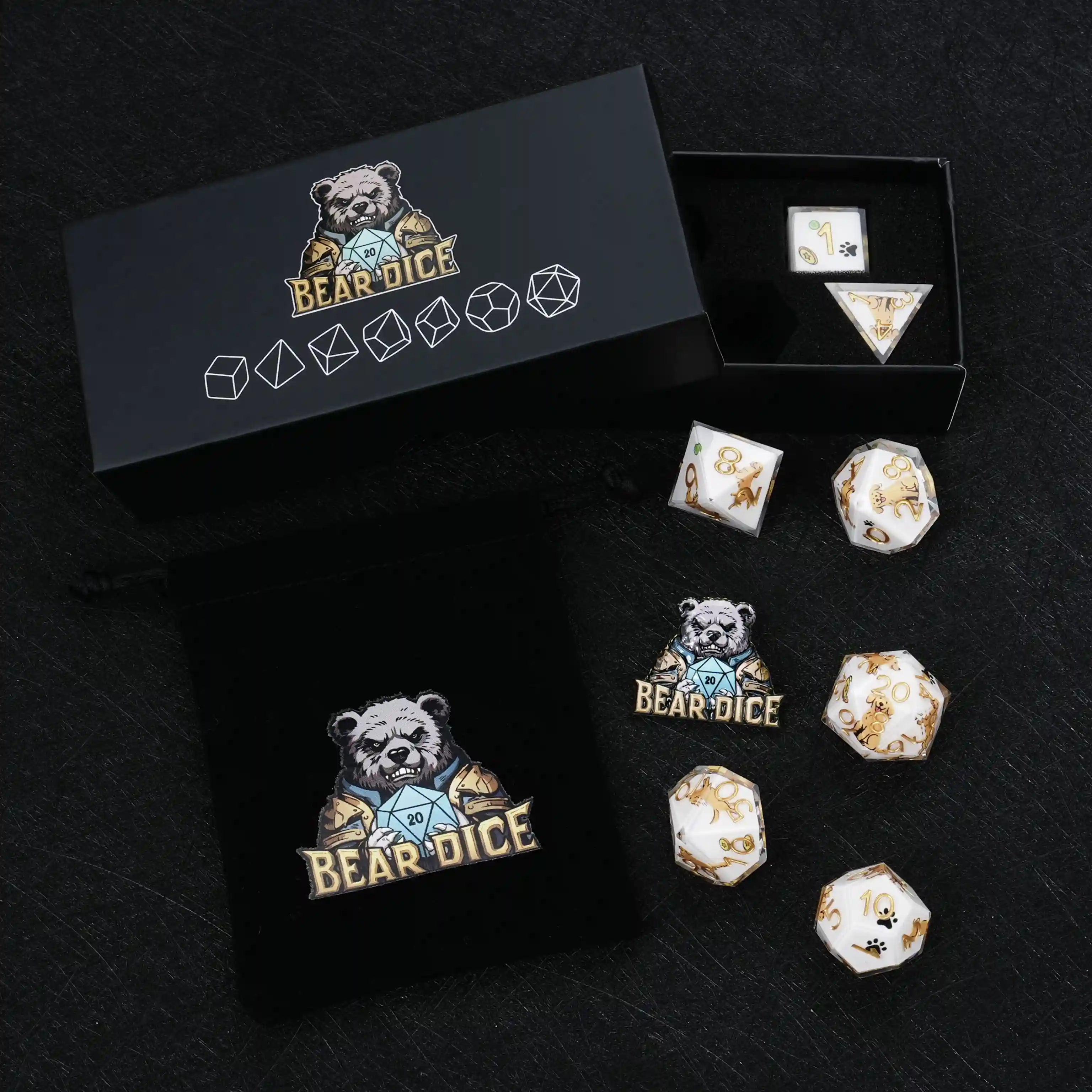 Kickstarter Dice – Canine Legends Golden Retriever Resin RPG Dice Set | Loyal Guardian Dice of Fortune