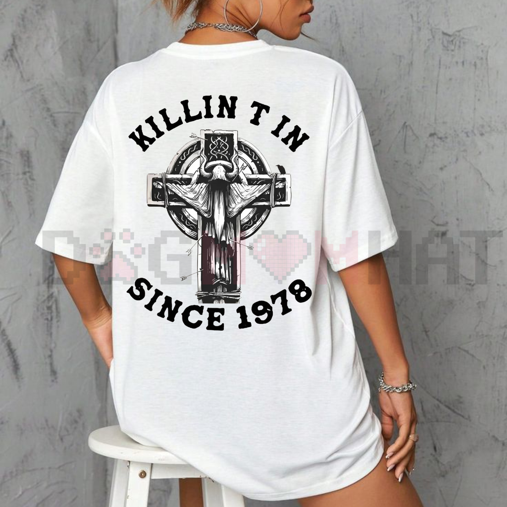 "KILLIN T IN SINCE 1978" T-Shirt – Sheep Horns Wizard Edgy Fantasy Metal Graphic Tee