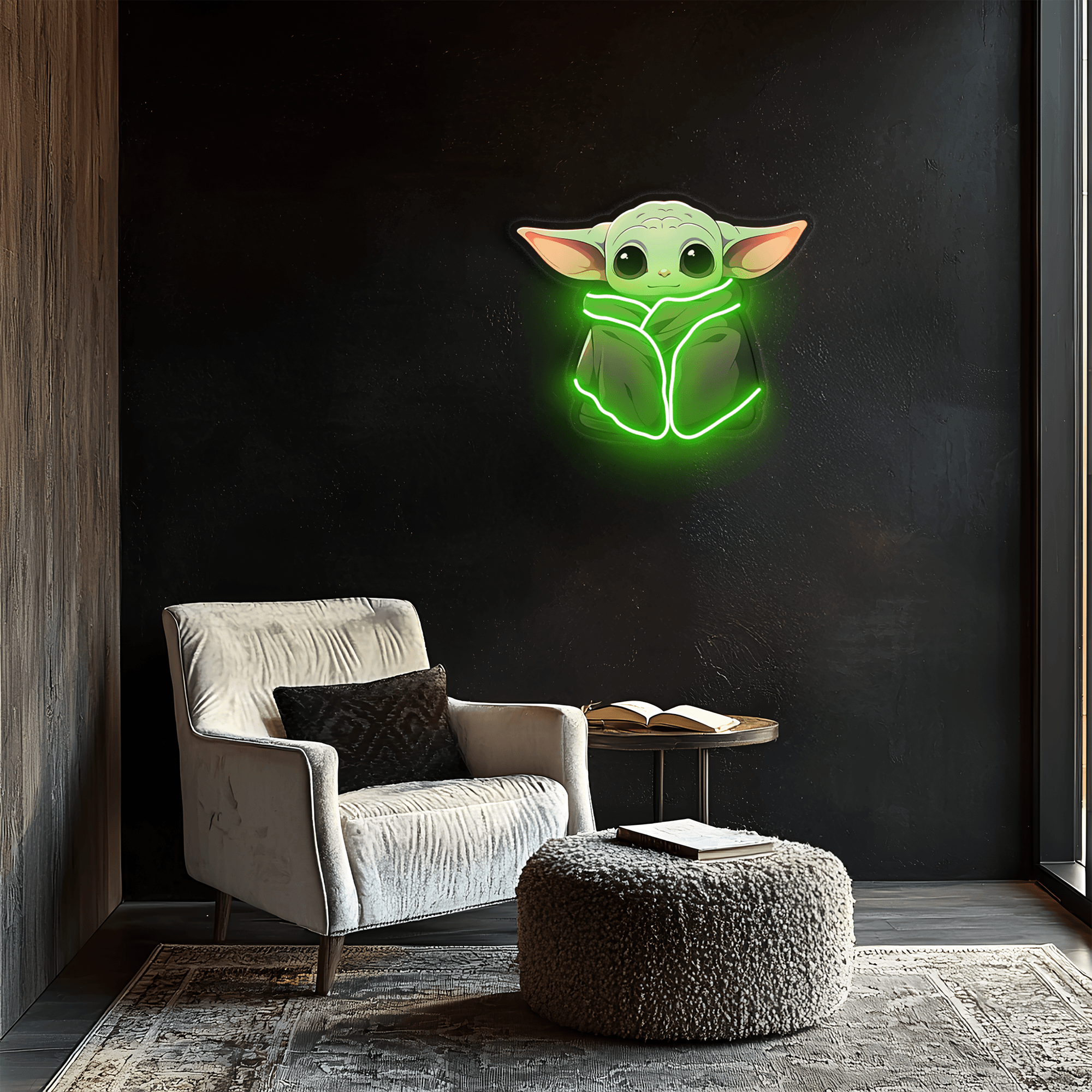 Yoda LED Neon Wall Sign Star Wars Pop Culture Gaming Room Decor with Ambient Glow Light
