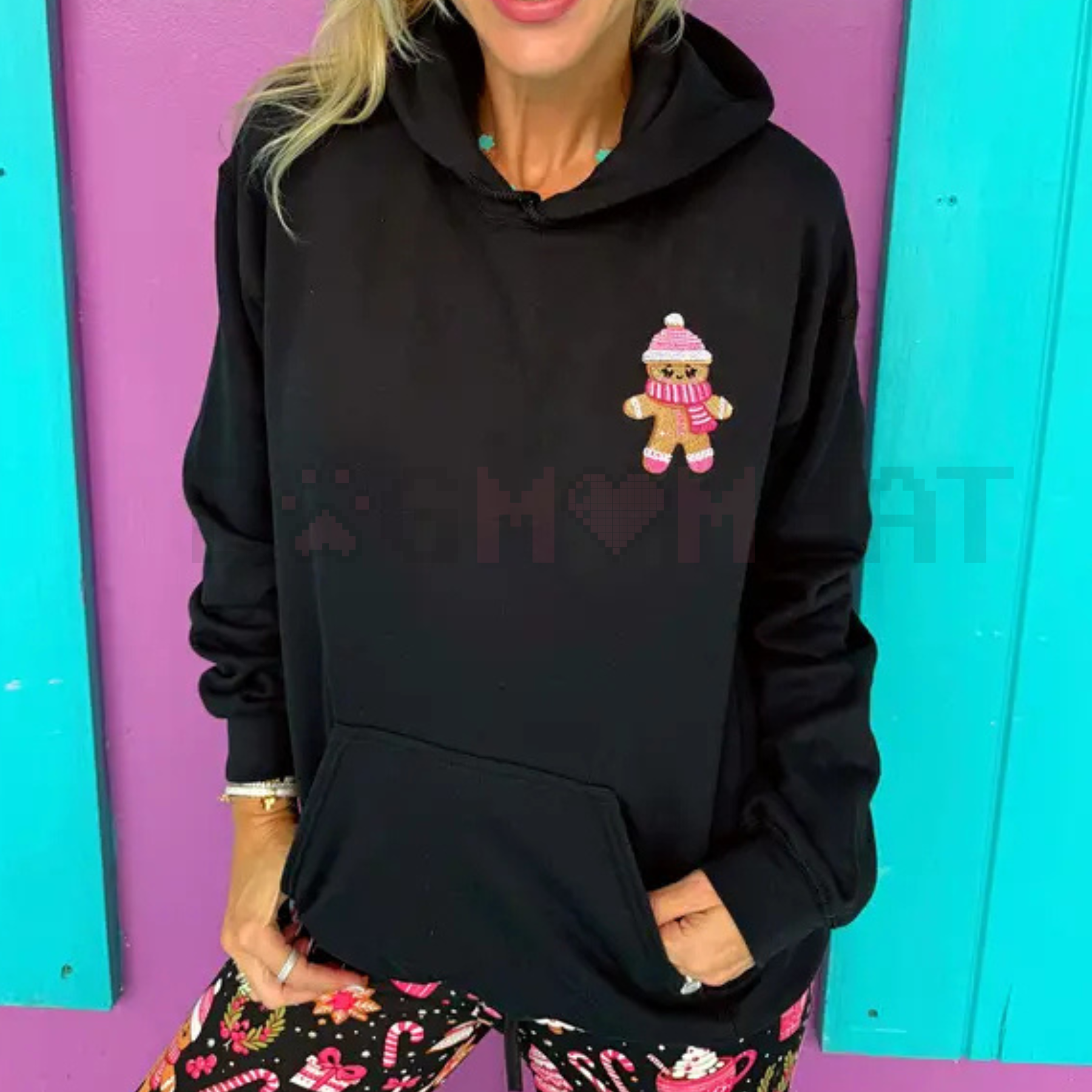 Kawaii Gingerbread Embroidered Christmas Hoodie