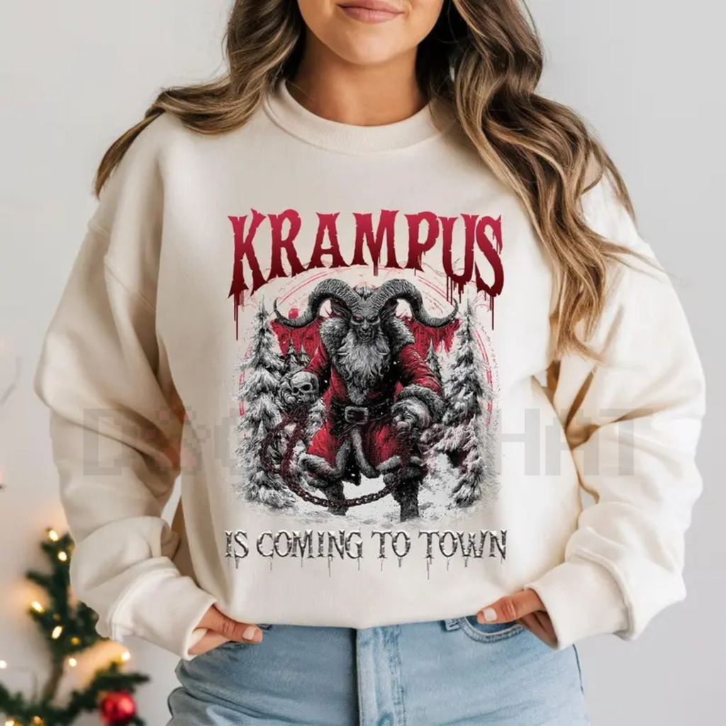 Krampus Is Coming To Town Sweatshirt – Gothic Christmas Shirt