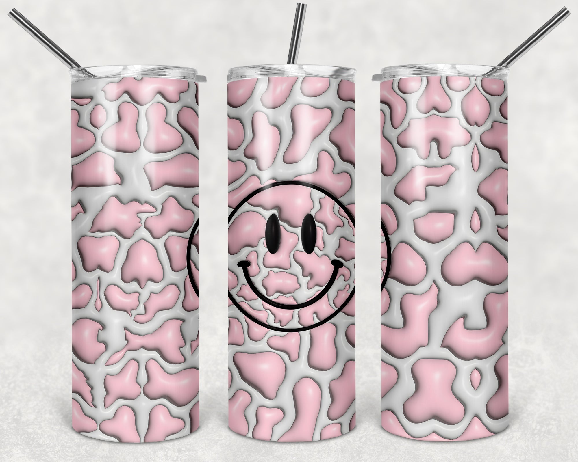 Leopard Happy Puffy 20 oz Skinny Tumbler