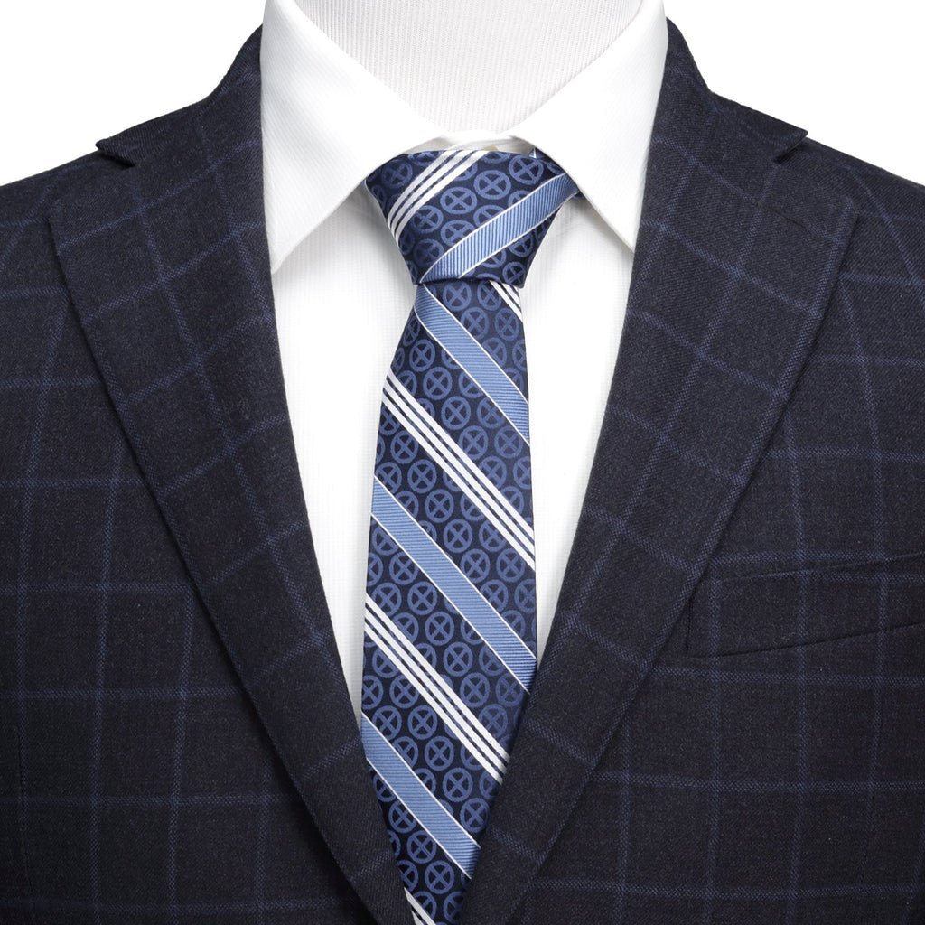 Marvel X-Men Symbol Navy Stripe Men's Tie