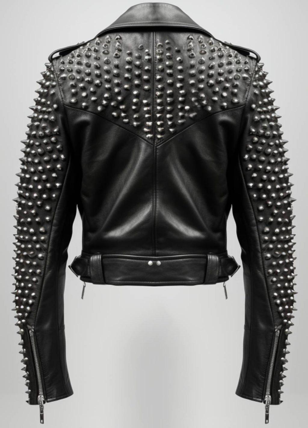 Men’s Black Biker Studded Leather Jacket