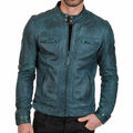 Men's Cafe Racer Distressed Biker Leather Jacket