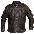Men's Distressed Leather Trucker Jacket
