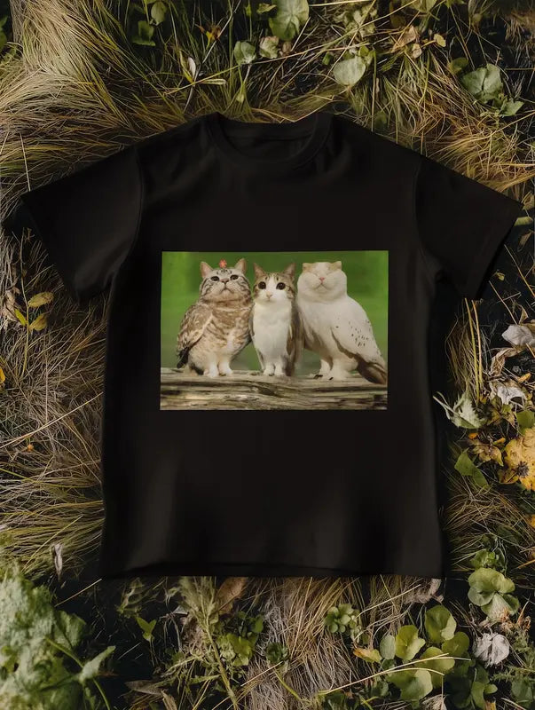 "Meowl with Family" Meme T-Shirt – Unisex Funny Cat & Owl Brainrot Tee