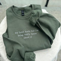 My Head Hurts Embroidered Sweatshirt, Funny Hoodie, Custom Embroidery Sweater, Being Brave About It, Back To School, Migraine Sweater, Ache
