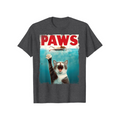 PAWS Parody Cat Mouse T-Shirt – Humorous Cat Chasing Mouse Tee