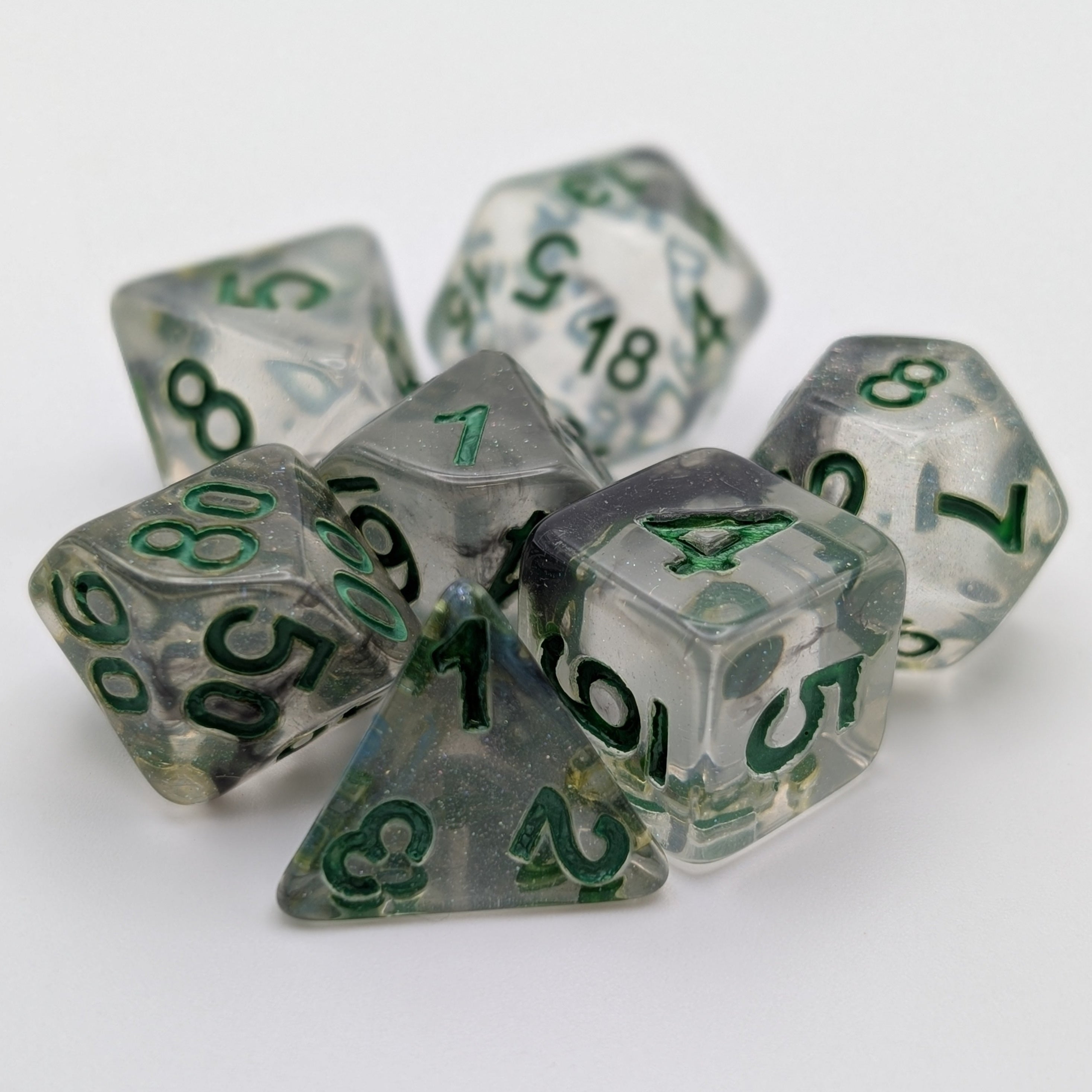 Shining Stars - 7 Piece DnD Dice Set | Acrylic RPG Gaming Dice