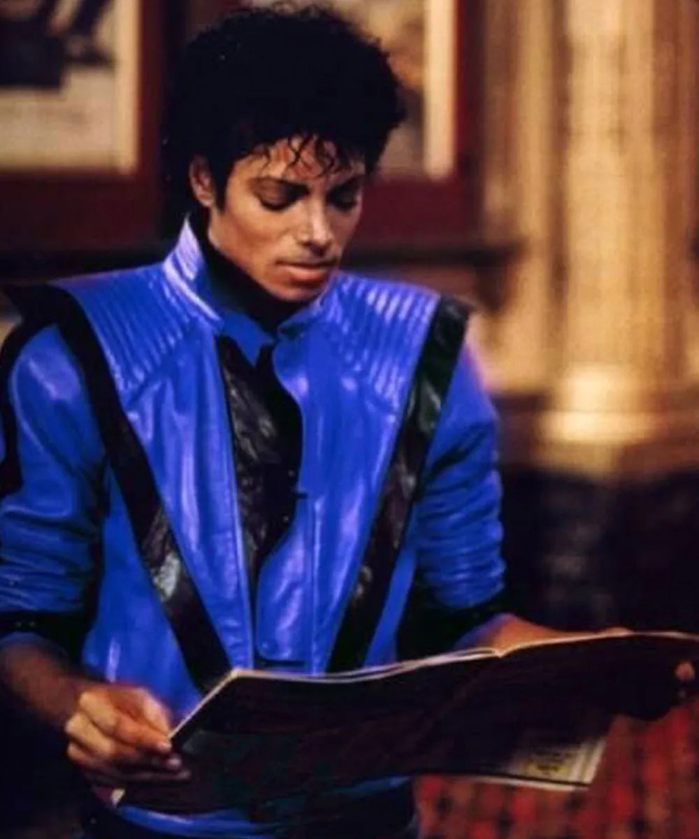 Michael Jackson Thriller Blue Leather Jacket