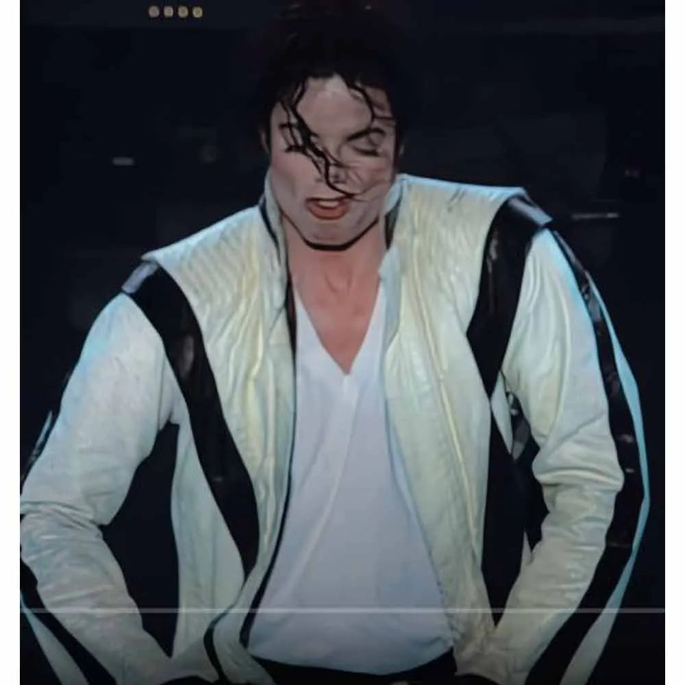 Thriller Michael Jackson White Leather Jacket