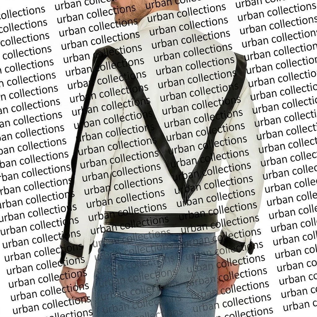 Thriller Michael Jackson White Leather Jacket
