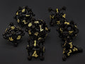 Black w/Gold Deadly Skull Dice Hollow Metal 7-Dice Set