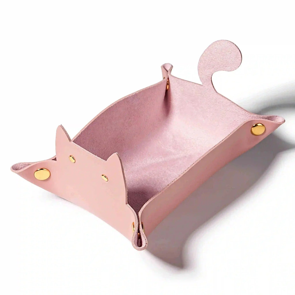 Cat-Shaped Leather Dice Mat Collapsible DND Dice Tray