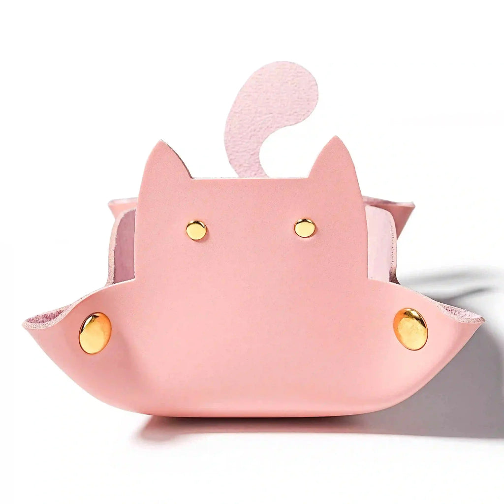 Cat-Shaped Leather Dice Mat Collapsible DND Dice Tray