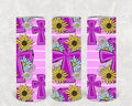 Purple Floral Cross 20 oz Skinny Tumbler