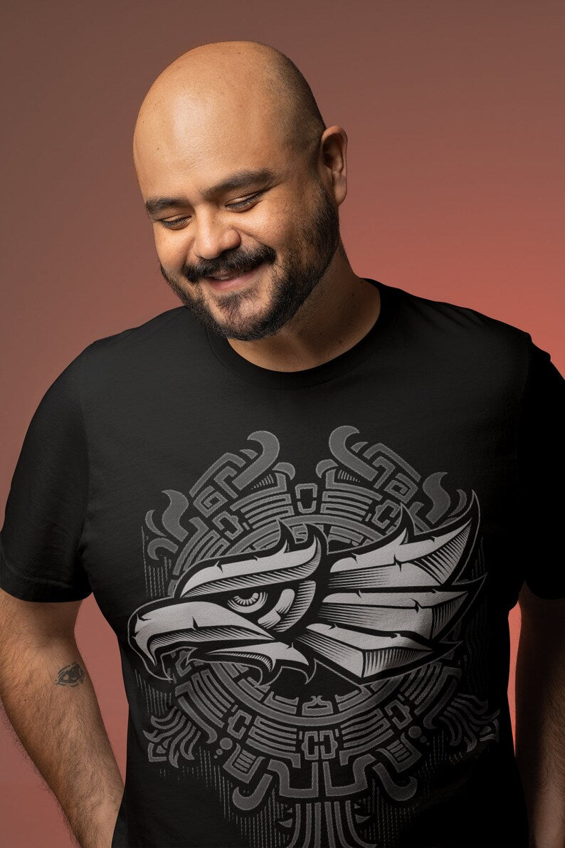 Quick-Dry 3D Eagle & Tribal Print T-Shirt - Men's Regular Fit Crew Neck Tee