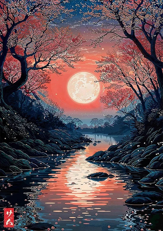 Tokyo Landscape Anime Illustration Print Japanese Night Scene Poster Fuji Vintage Painting Style Art Decor Canvas Wall Art Retro