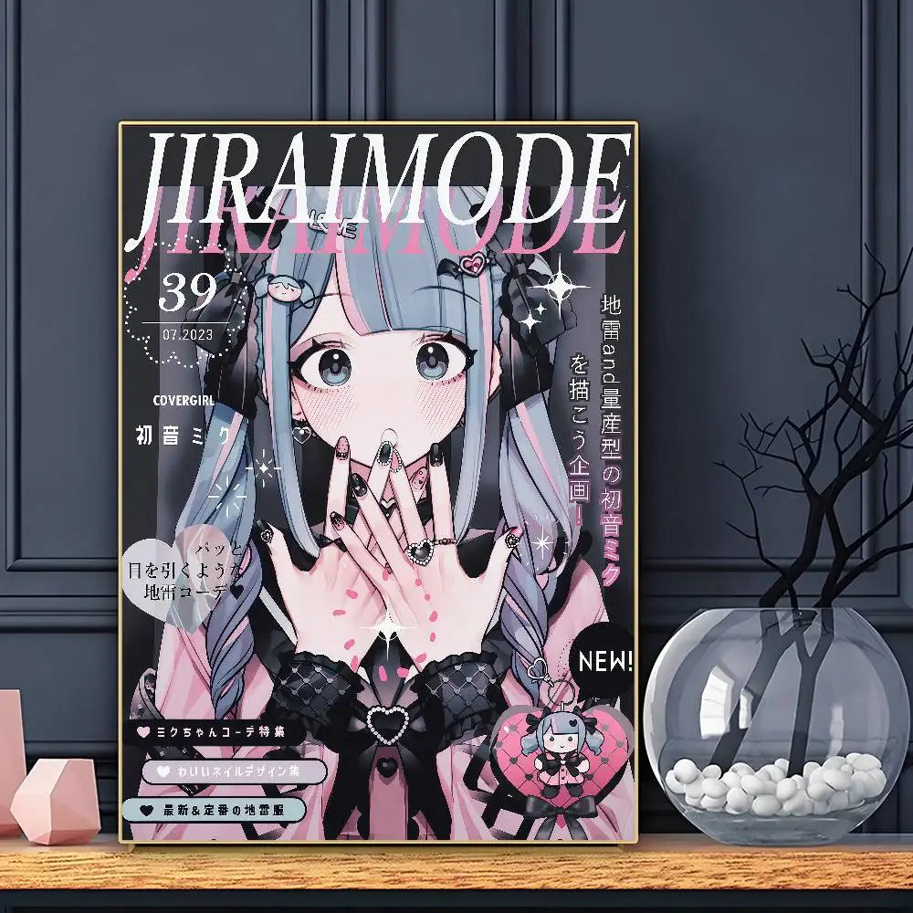 Cartoon Cute ANIME J-Jirai Kei Poster Sticky Wall Art Printing Waterproof Home Living Bed Room Bar Aesthetic Decor