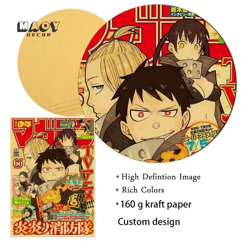 Vintage Anime Movie Kraft Paper Posters JoJo's Bizarre Adventure/Jujutsu Kaisen/Demon Slayer Poster Room Home Decor Wall Art