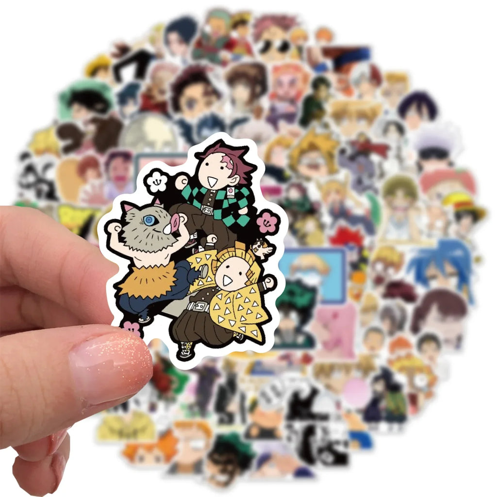 300Pcs Mix Anime Stickers for Kids Onepiece JujutsuKaisen DragonBall Sticker DIY Car Wall Cool Cartoon Decals Waterproof Toy
