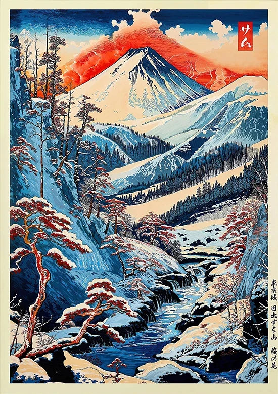 Tokyo Landscape Anime Illustration Print Japanese Night Scene Poster Fuji Vintage Painting Style Art Decor Canvas Wall Art Retro