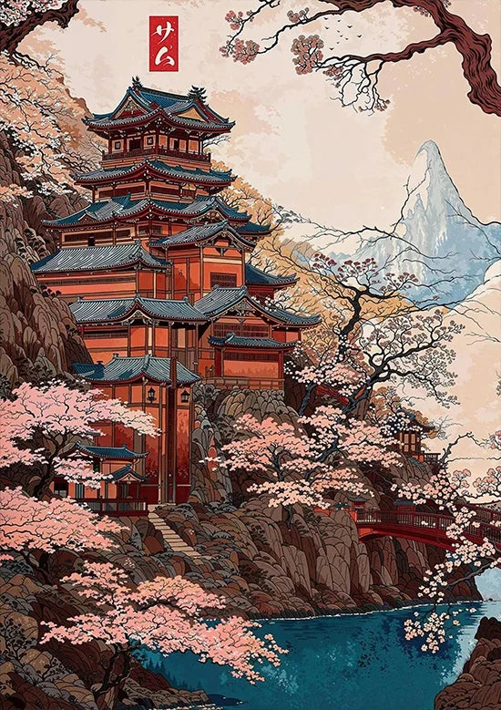 Tokyo Landscape Anime Illustration Print Japanese Night Scene Poster Fuji Vintage Painting Style Art Decor Canvas Wall Art Retro