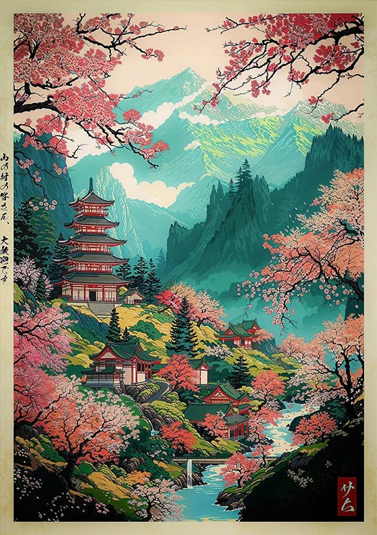 Tokyo Landscape Anime Illustration Print Japanese Night Scene Poster Fuji Vintage Painting Style Art Decor Canvas Wall Art Retro