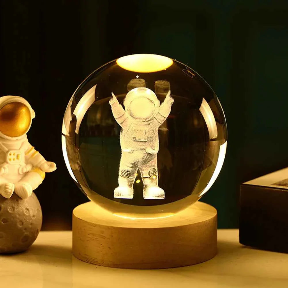 3D Crystal Ball Night Light Laser Carving