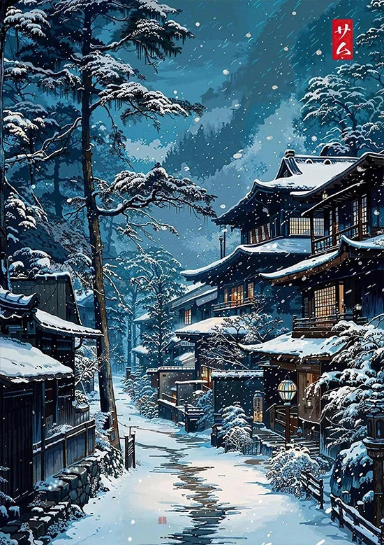 Tokyo Landscape Anime Illustration Print Japanese Night Scene Poster Fuji Vintage Painting Style Art Decor Canvas Wall Art Retro