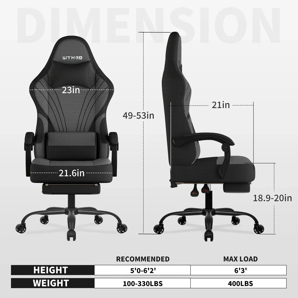 Gaming Chair, Big and Tall Gaming Chairs for Adults with Footrest and Lumbar Support, Comfortable Ergonomic Computer Chair
