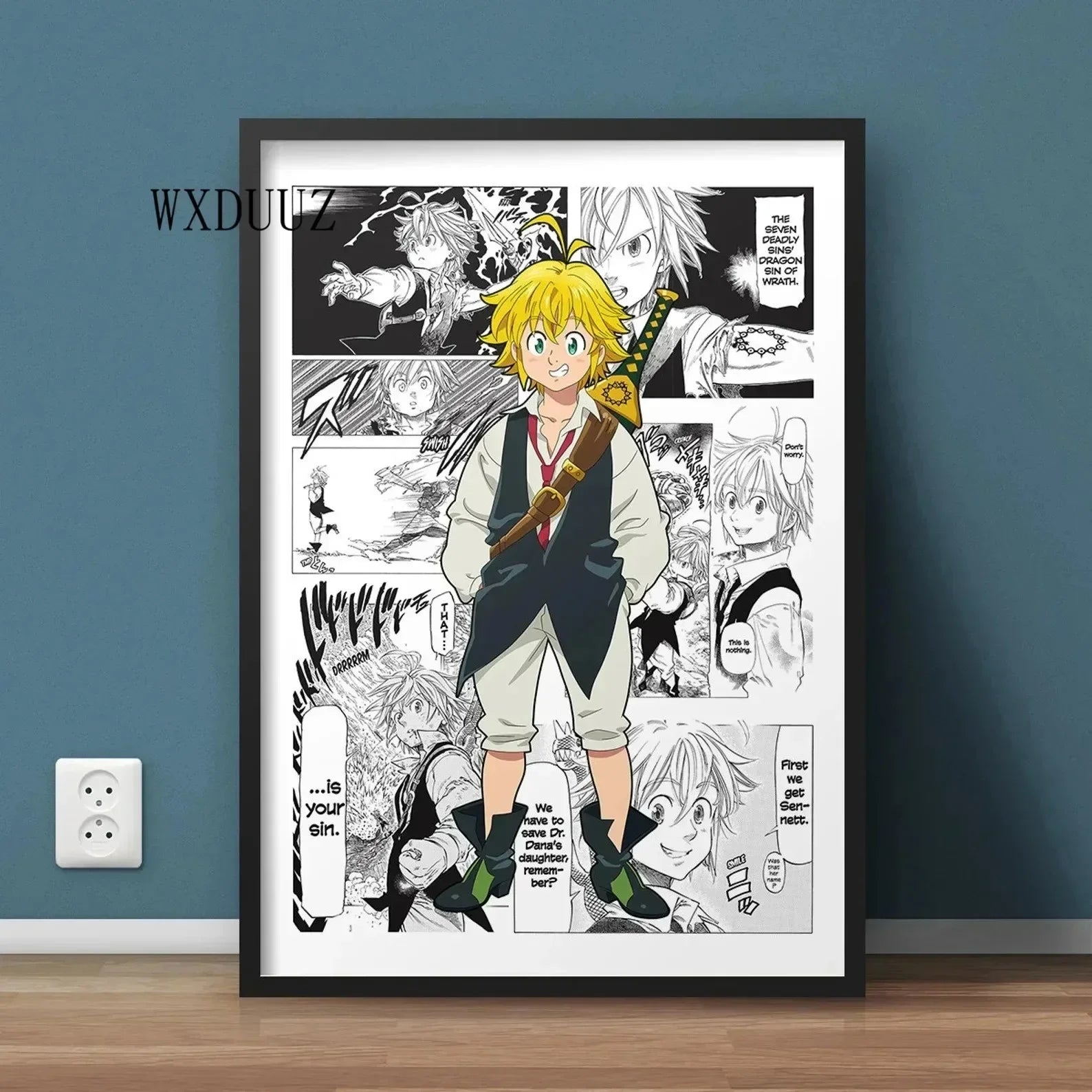 Japan Anime Figure The Seven Deadly Sins Poster Black and White Vintage Ban/King Canvas Print Wall Art Home Kawaii Room Decor