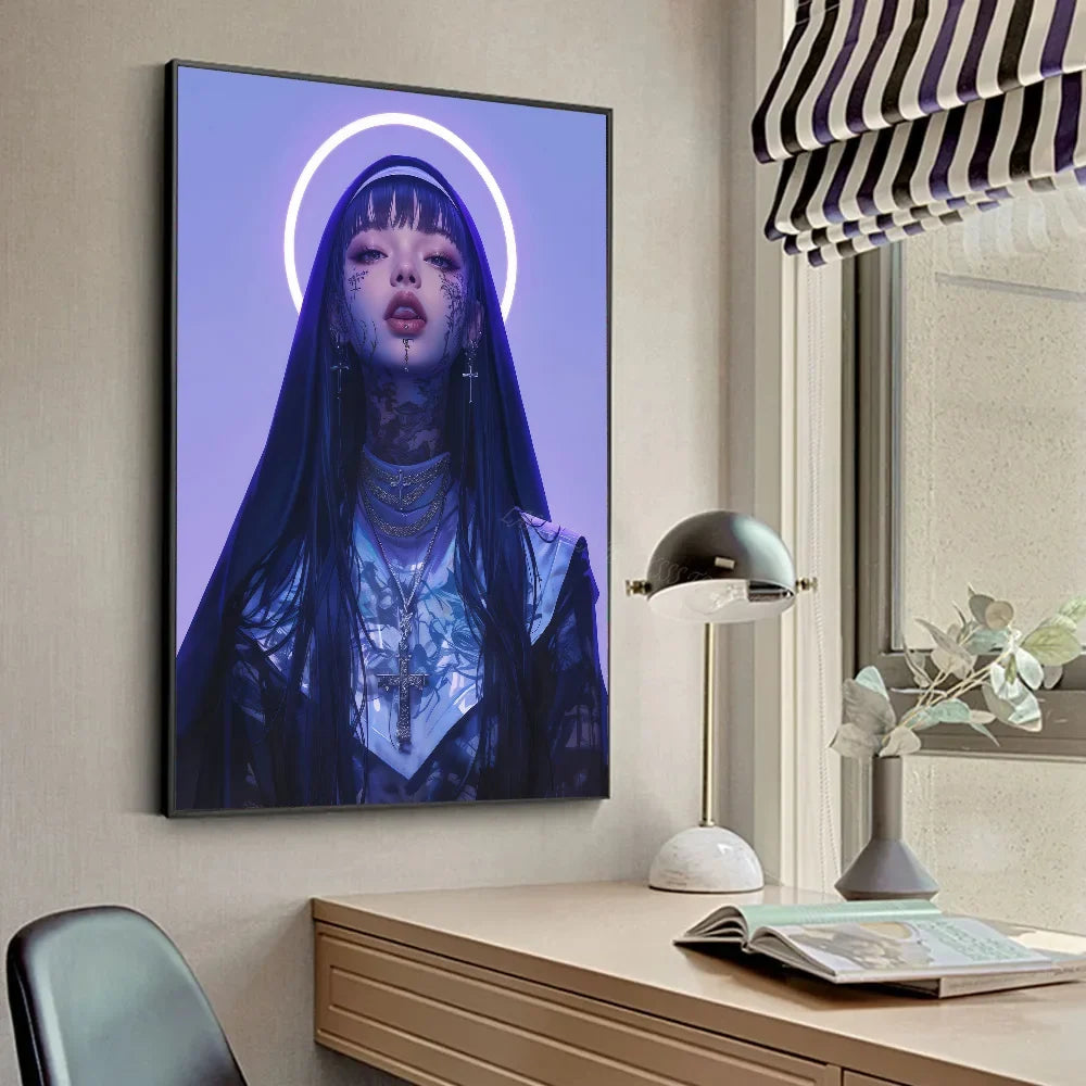 A-Anime Nun Poster HD Posters Home Room Bar Cafe Decor Art Wall Painting Picture
