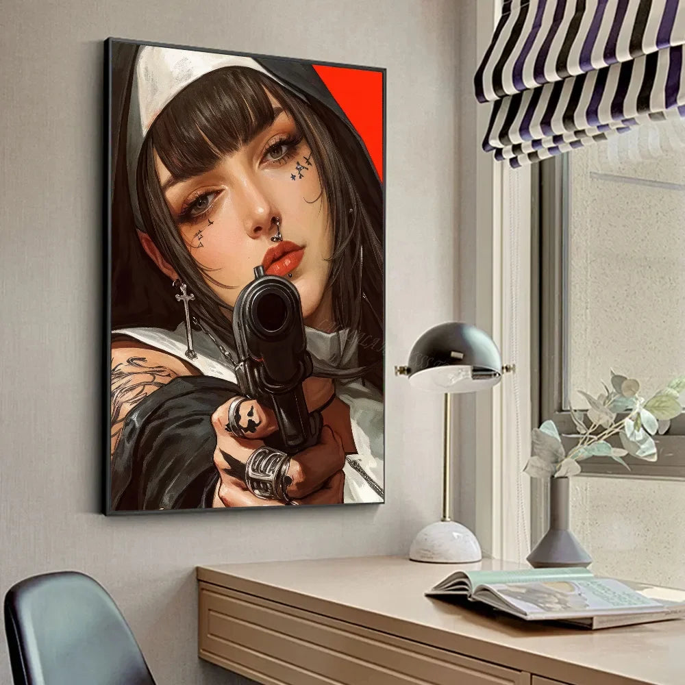 A-Anime Nun Poster HD Posters Home Room Bar Cafe Decor Art Wall Painting Picture