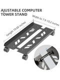 Adjustable Metal Computer Tower Stand, PC Floor Stand with 4 Caster Wheels Fits Most PC, Under Desk CPU Holder PC Floor Cart