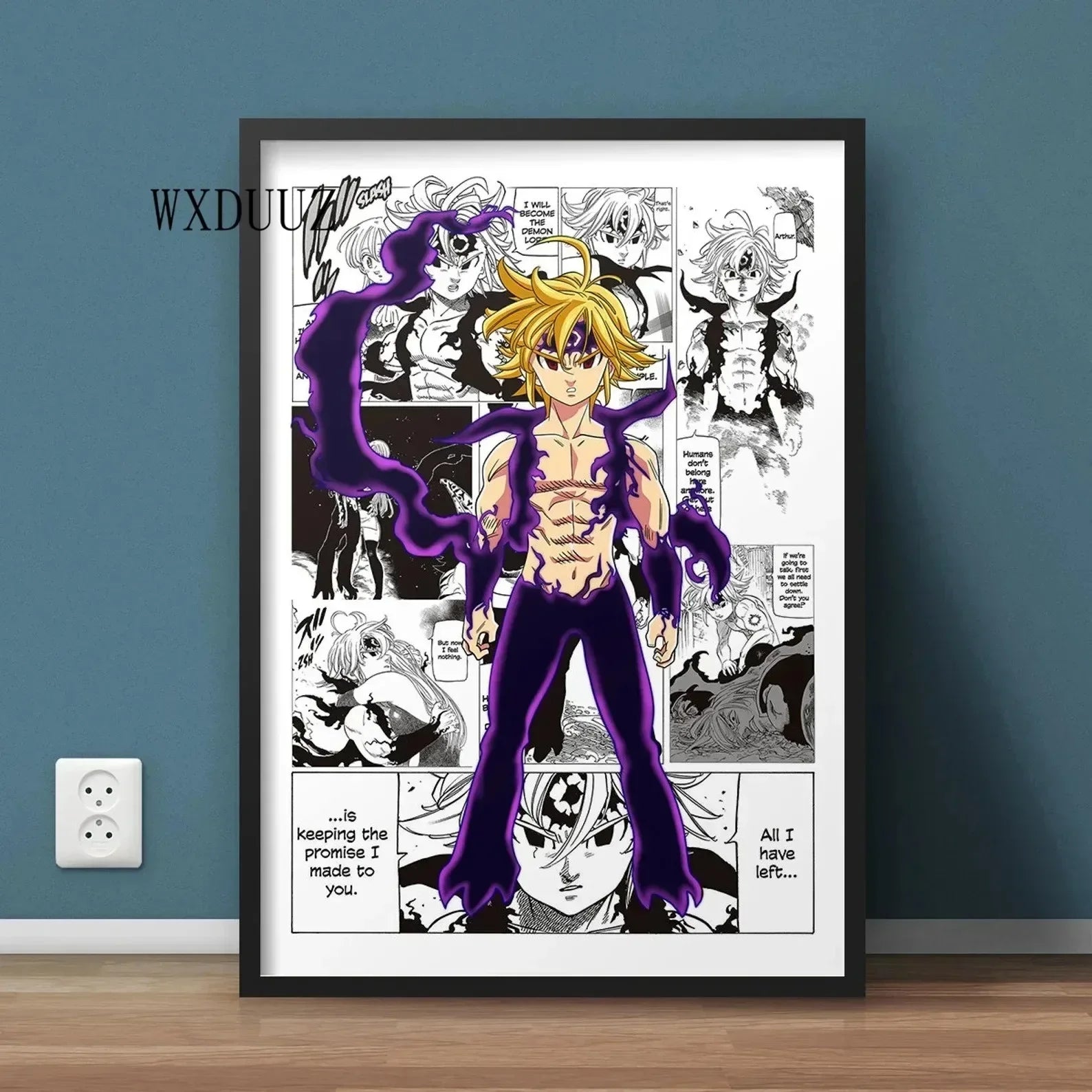 Japan Anime Figure The Seven Deadly Sins Poster Black and White Vintage Ban/King Canvas Print Wall Art Home Kawaii Room Decor
