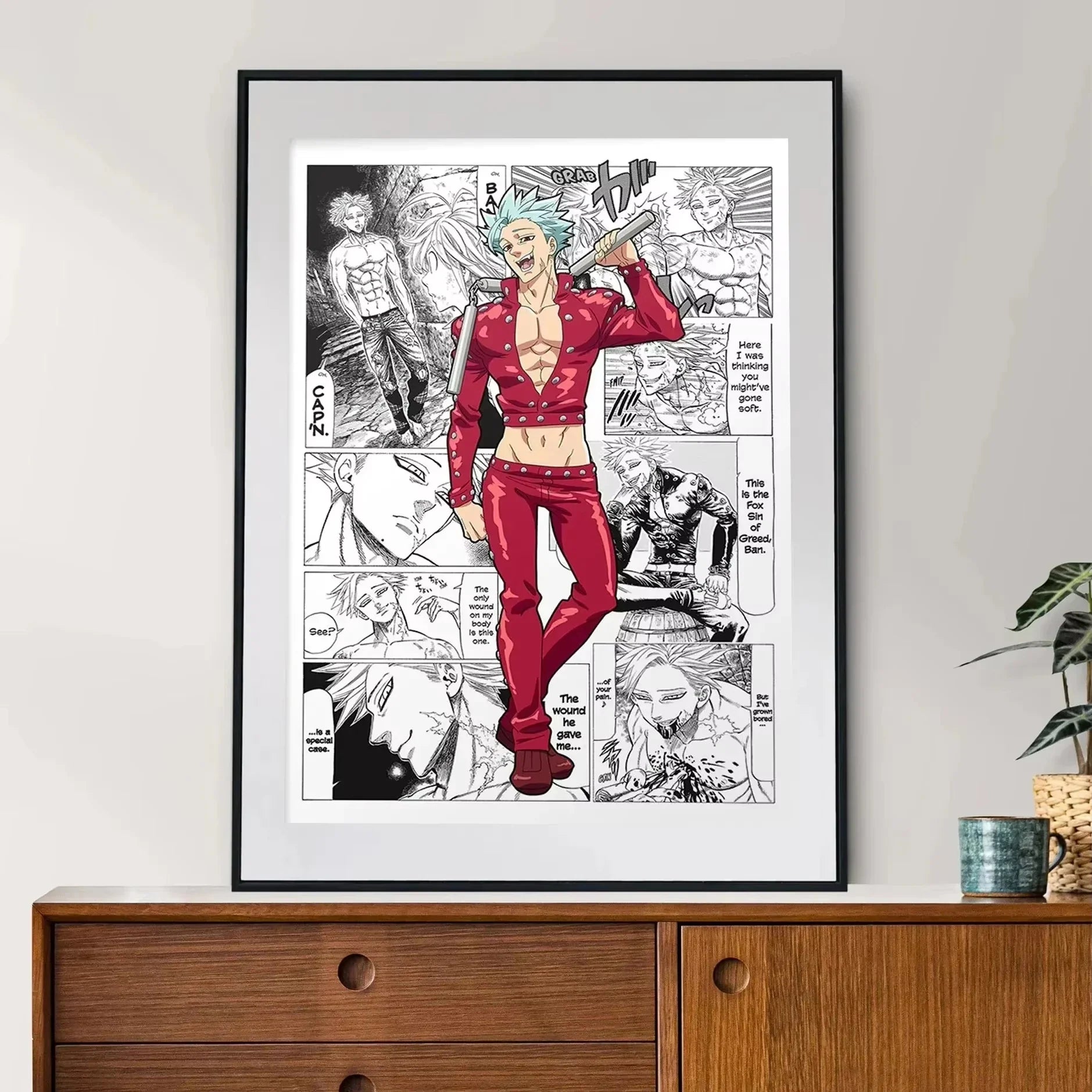 Japan Anime Figure The Seven Deadly Sins Poster Black and White Vintage Ban/King Canvas Print Wall Art Home Kawaii Room Decor