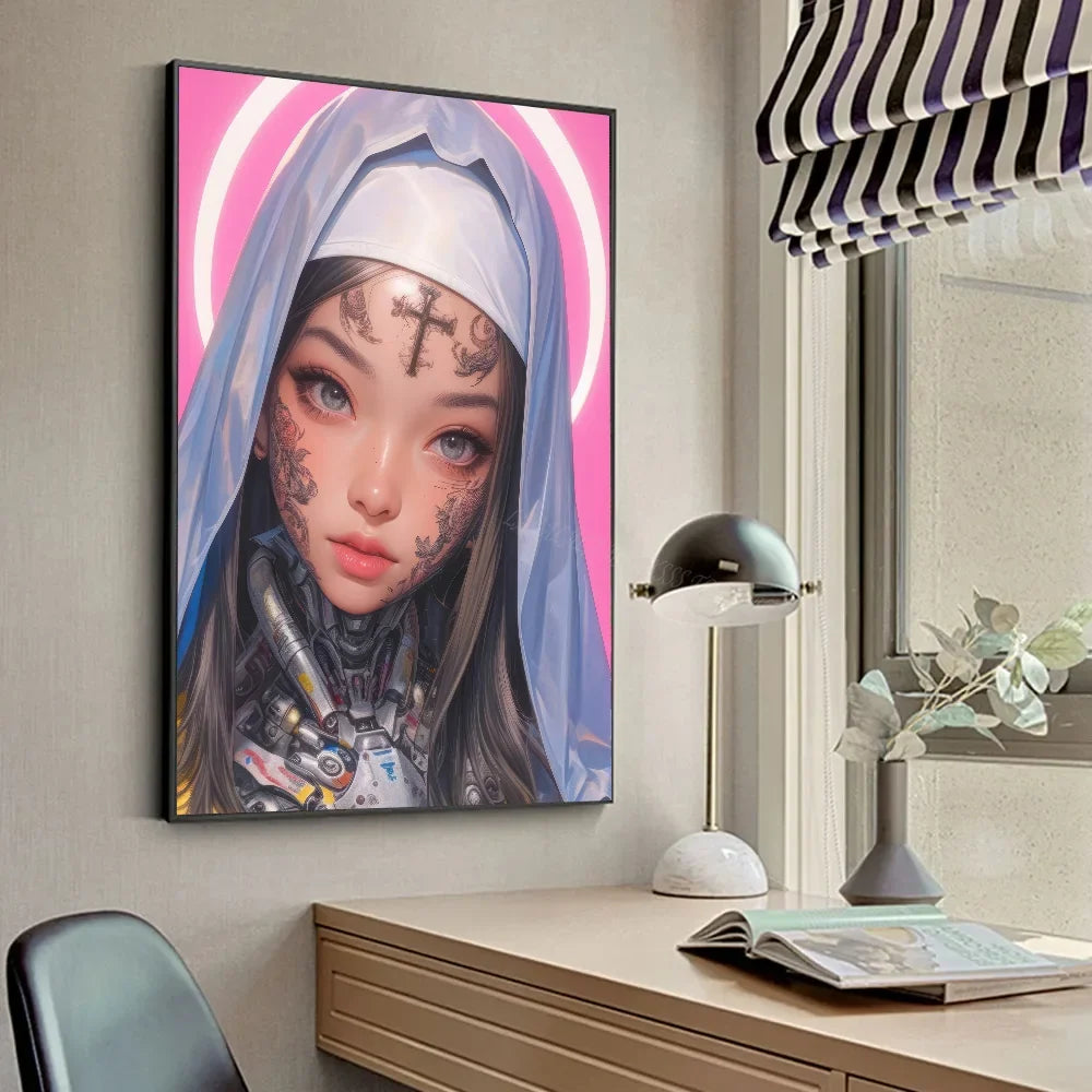 A-Anime Nun Poster HD Posters Home Room Bar Cafe Decor Art Wall Painting Picture
