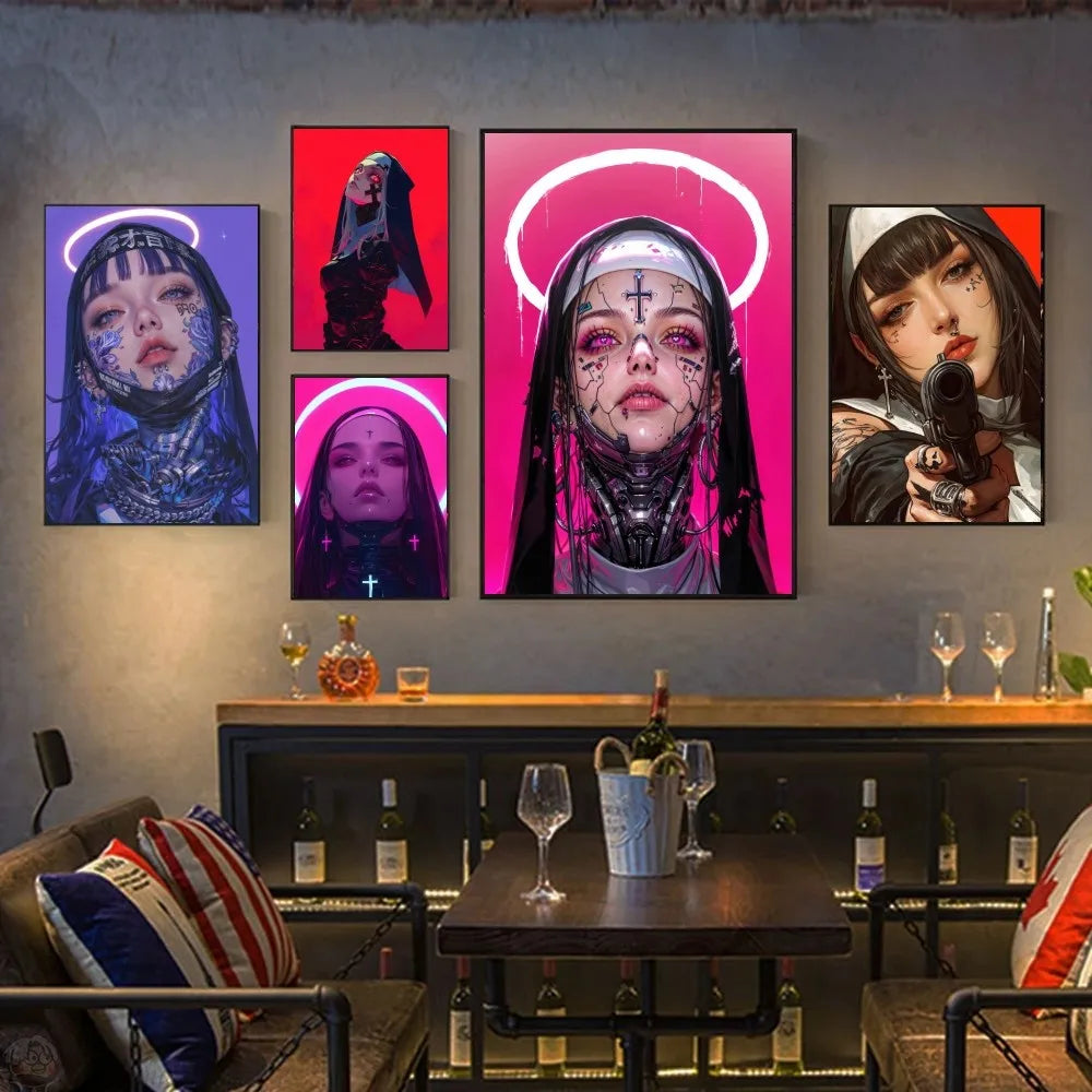 A-Anime Nun Poster HD Posters Home Room Bar Cafe Decor Art Wall Painting Picture