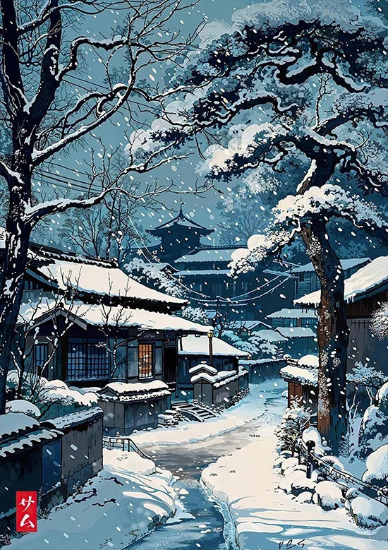 Tokyo Landscape Anime Illustration Print Japanese Night Scene Poster Fuji Vintage Painting Style Art Decor Canvas Wall Art Retro