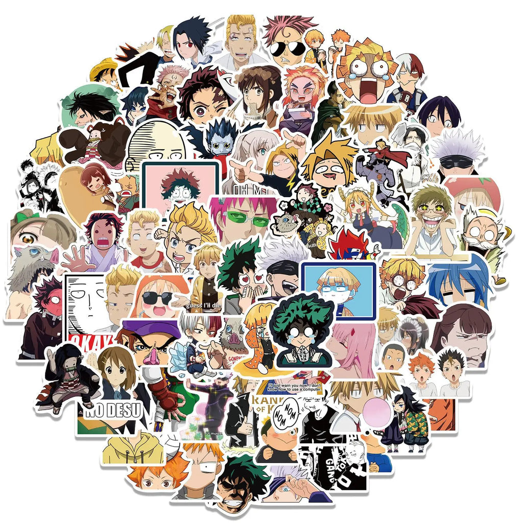 300Pcs Mix Anime Stickers for Kids Onepiece JujutsuKaisen DragonBall Sticker DIY Car Wall Cool Cartoon Decals Waterproof Toy