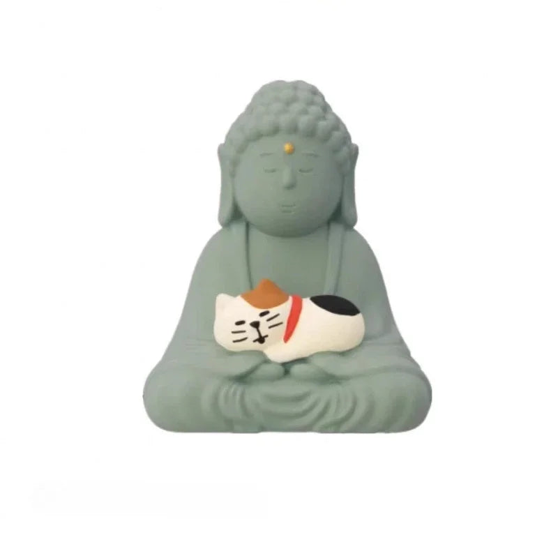 Japanese Cat Statue - Resin Animal Figurine for Desk Decor Tourist group series Collectible Cute Anime Cat Gift for Travelers