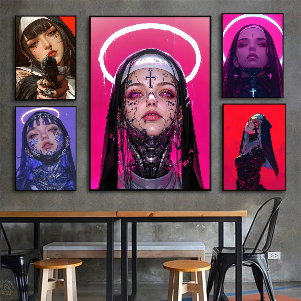 A-Anime Nun Poster HD Posters Home Room Bar Cafe Decor Art Wall Painting Picture