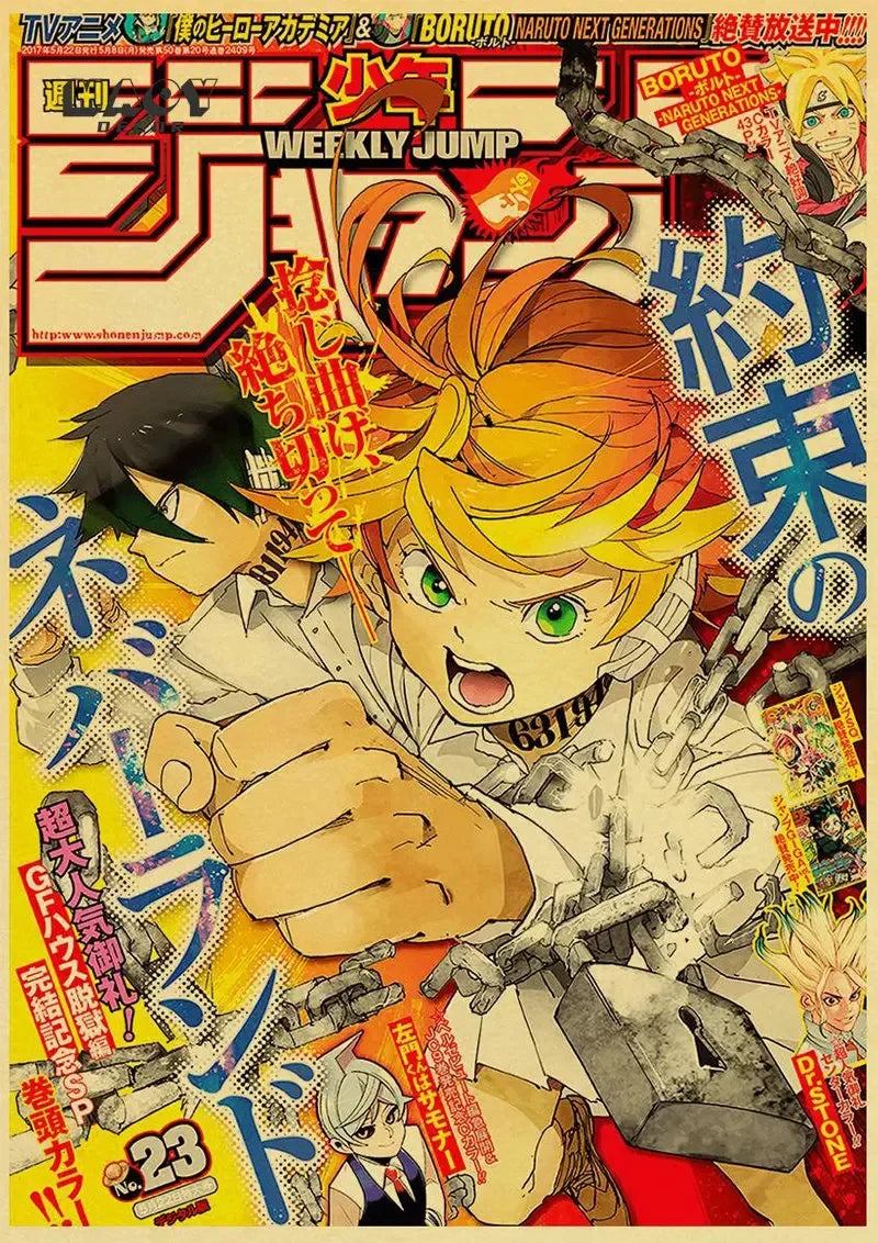 Vintage Anime Movie Kraft Paper Posters JoJo's Bizarre Adventure/Jujutsu Kaisen/Demon Slayer Poster Room Home Decor Wall Art