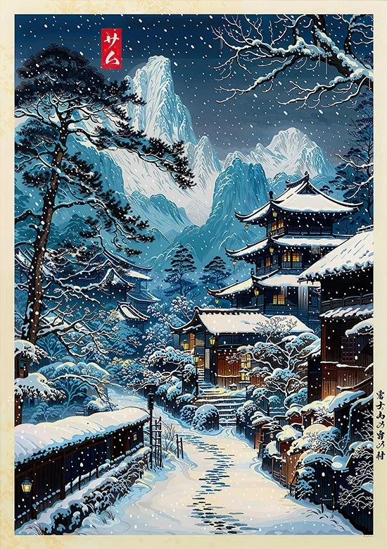 Tokyo Landscape Anime Illustration Print Japanese Night Scene Poster Fuji Vintage Painting Style Art Decor Canvas Wall Art Retro