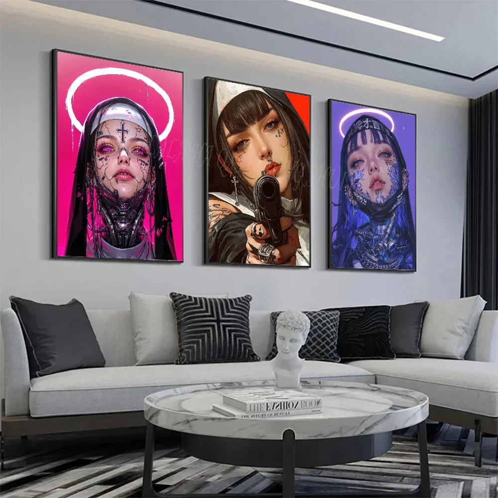 A-Anime Nun Poster HD Posters Home Room Bar Cafe Decor Art Wall Painting Picture