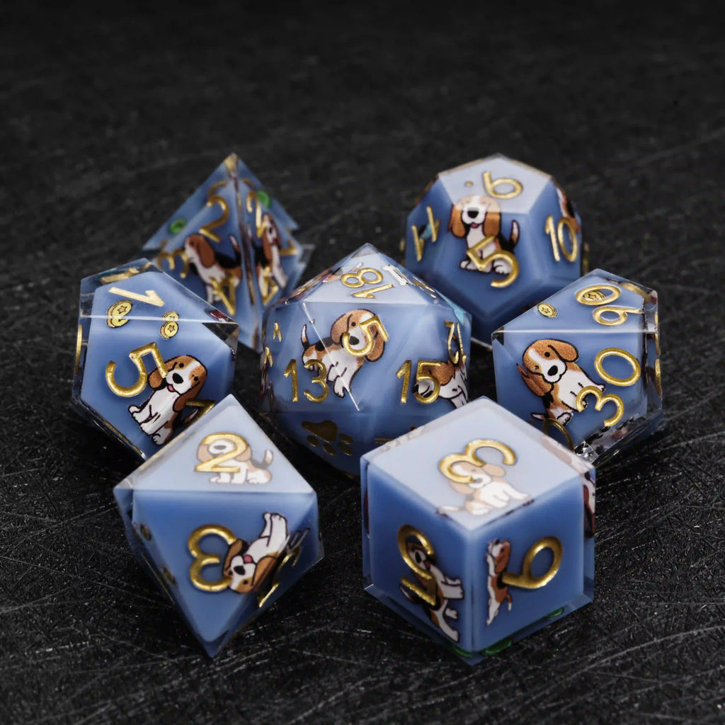 Kickstarter Dice – Canine Legends Beagle Resin DND Dice Set | Curious Guardian Dice for RPG Collectors